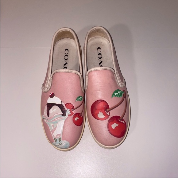 Coach Shoes - Coach Pink Slip-On Shoes with Cherry Sundae Design